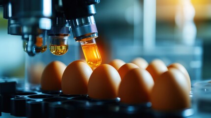 Aufkleber - egg production process laboratory scientific research controlled environment close-up view innovativ