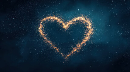 Poster - sparkling heart shape in starry night sky evokes love and wonder