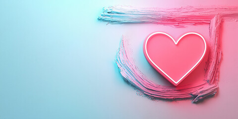 Poster - glowing heart illustration with vibrant colors and artistic strokes