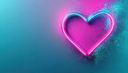 Poster - glowing neon heart graphic with vibrant colors and sparkles