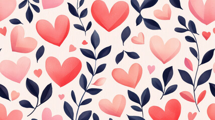 Poster - Colorful heart pattern with leaves, perfect for romantic designs