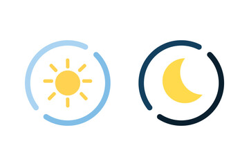 day and night outline icon set. sun and moon sign. natural, cycle, contrast, season concepts. flat m