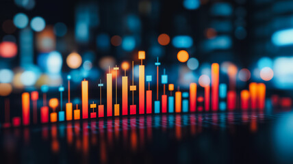 Poster - A colorful chart with red, orange, and blue bars