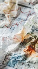 Poster - Analyzing financial trends with crumpled graphs office space digital media professional environment close-up view