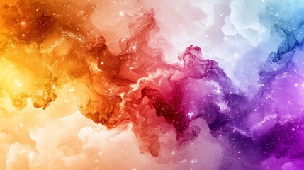 Poster - Vibrant Colorful Abstract Background with Swirling Patterns and Stars in a Cosmic Style