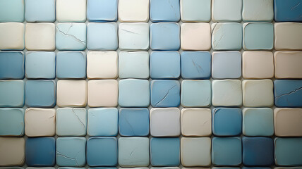 Poster - Serene Blue and Cream Tile Mosaic 