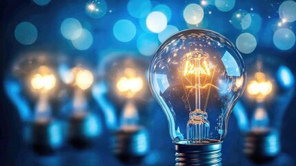 Poster - A light bulb glowing brightly among several dim ones, symbolizing innovation.