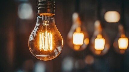 Poster - A light bulb glowing brightly among several dim ones, symbolizing innovation.