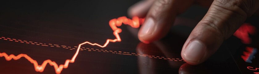 Poster - Analyzing stock market trends with hand gesture digital interface financial environment close-up view
