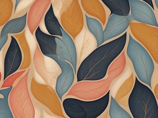 Wall Mural - seamless pattern with leaves,Ai generated 