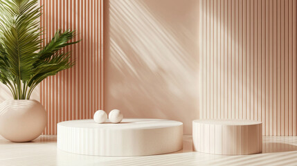 Poster - Modern 3D Product Podium with Smooth Surfaces in Clean Minimalist Interior Design