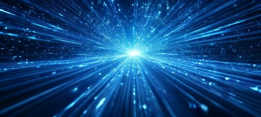 Wall Mural - blue light speed spark teleport. space warp time future travel. cyberspace virtual world. generative