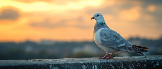 Wall Mural - Pigeon sunset city peace