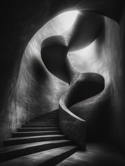 Poster - Sculptural Staircase in Shadow and Light 