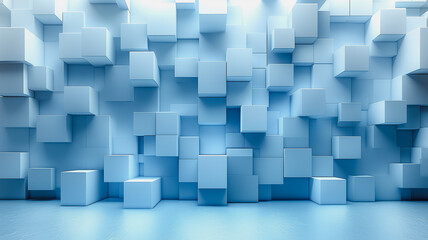 Poster - blue cube abstract background