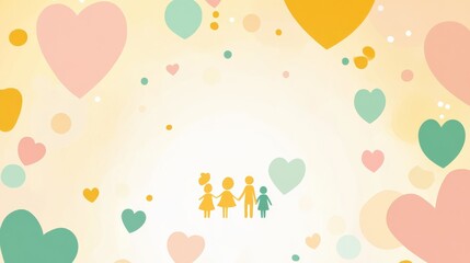 Wall Mural - world family day abstract background. featuring warm yellows, pinks, and soft greens. highlighting f