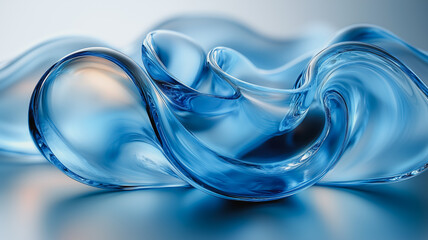 Sticker - Abstract Blue Glass Swirl: A mesmerizing abstract composition featuring a sinuous swirl of blue glass, reflecting light in a captivating dance of form and texture.  