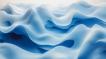 Poster - Abstract Blue Waves: A mesmerizing abstract background with flowing, undulating, and delicate blue waves, reminiscent of water or fabric.