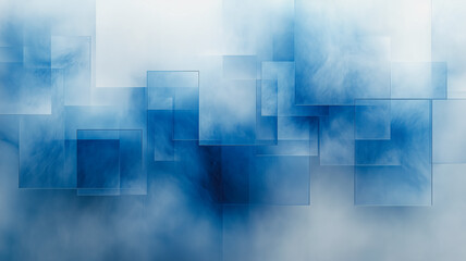 Poster - Abstract Blue Haze: Layered squares of translucent blue and white create a dreamy, ethereal atmosphere. Perfect for backgrounds or design elements. 