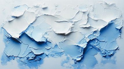 Poster - Textured Blue and White Impasto Painting 