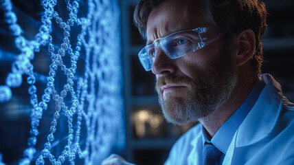 Poster - Scientist Examining Molecular Structure 