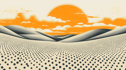 Poster - Sunset over Dotted Plains 