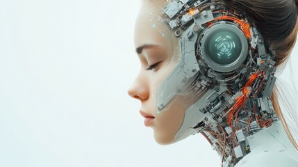 Poster - Futuristic robotics event featuring cybernetic woman digital art technology studio innovation