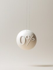 Aufkleber - Interest rate percentage symbol being pulled down by gravity, illustrating market trends