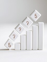 Poster - falling interest rates visualized by dominoes with percentage symbols, economic chain reaction
