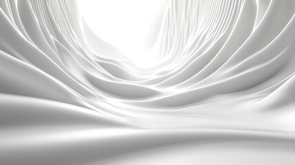 Poster - A white background with curved lines and shapes, light and shadow effects, and futuristic technology elements. Featuring a high-end, minimalist style with a three-dimensional sense of space and white