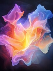 Poster - Colorful Abstract Design with Flowing Shapes and Soft Light Effects in Dark Background