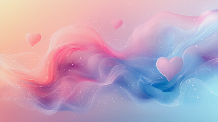 Poster - Pastel Dream: Hearts and Flowing Colors 