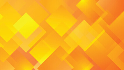 Poster - Abstract tile orange background geometric. Yellow square shape futuristic background
