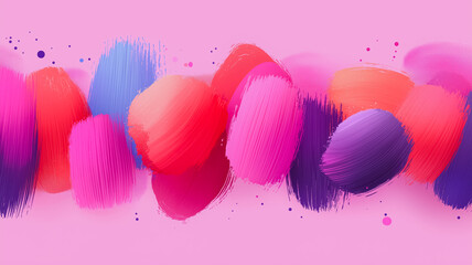 Poster - Abstract Pink Brushstrokes:  A vibrant and dynamic abstract background with a seamless pattern of colorful brushstrokes in pink, red, blue, and purple hues. The brushstrokes are arranged in a flowing.