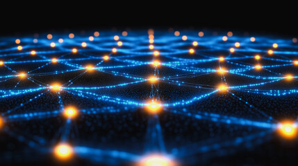 Poster - Abstract Network of Connections: A mesmerizing abstract illustration of a network of connections represented by glowing nodes and lines.
