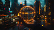© CreativeIMGIdeas - Global Connections: A hand delicately cradles a glowing globe, its intricate lines symbolizing the interconnectedness of our world, set against the vibrant backdrop of a bustling cityscape at night.