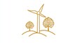 © ore - Gold wind turbine, trees, hills, eco-friendly design, sustainable energy