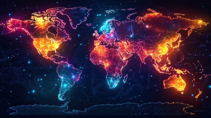 Aufkleber - Visualizing global connectivity digital map representation of dcdd standards across the world in a tech-driven environment