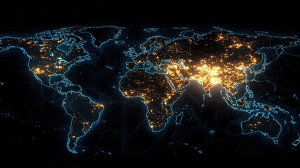 Poster - Visualizing global connectivity a glowing digital map showcasing the dcdd standard in the tech environment from a satellite view