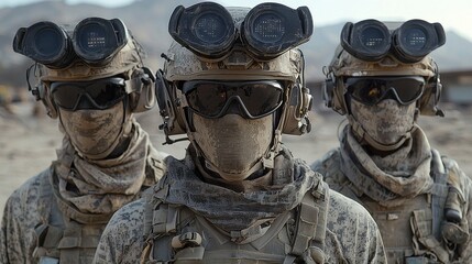 Fototapete - Enhancing military communication advanced wearable technology in tactical environments