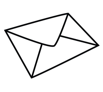 Cute cartoon hand drawn vector Envelope outline coloring book  page.