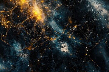 Wall Mural - Cosmic View of Space With Glowing Stars and Nebulae Illuminating the Dark Universe at Night