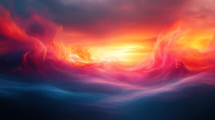 Poster - Abstract fiery sunset landscape digital art creation