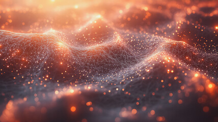Poster - Abstract Orange Glowing Particles Background 