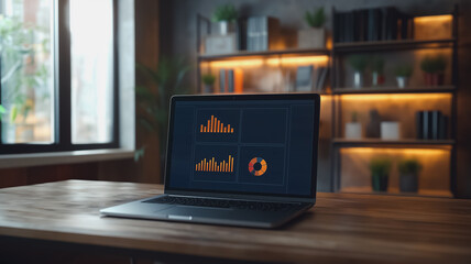 Poster - laptop analytics dashboard: a sleek laptop displays a detailed analytics dashboard, showcasing insig
