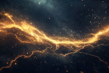 Wall Mural - Golden Energy Stream Across Dark Cosmic Background