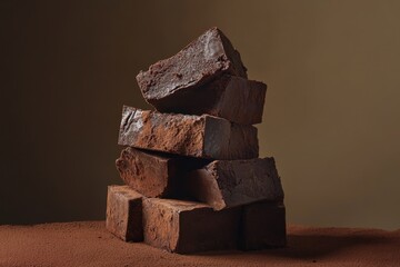 Wall Mural - Dark Chocolate Truffles Stacked on Cocoa Powder