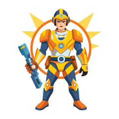 Canvas Print - warrior character illustration in flat style