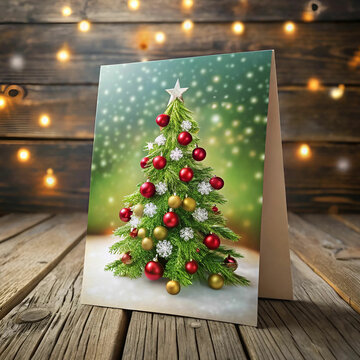 Beautiful Christmas greeting cards featuring festive designs such as snowy