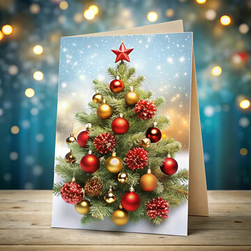 Beautiful Christmas greeting cards featuring festive designs such as snowy